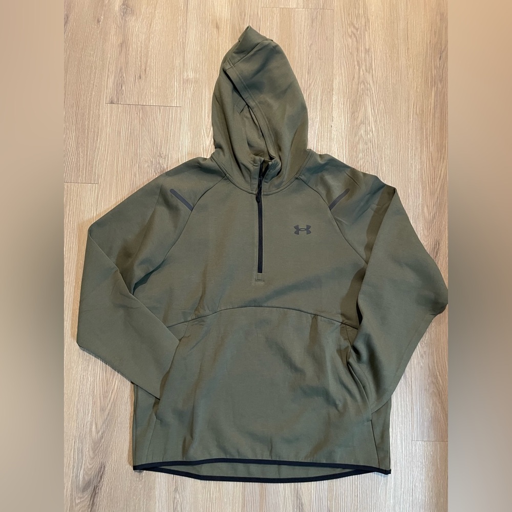 Under Armour Mens Unstoppable Hoodie Sweatshirt Medium Green Fleece 1/4 Zip